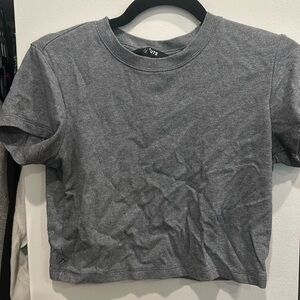 Cuts women’s cropped heather grey short sleeve tshirt